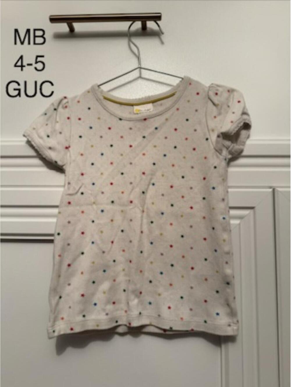 Mini Boden Girls' Short Sleeve Polka Dot Shirt Size 4-5